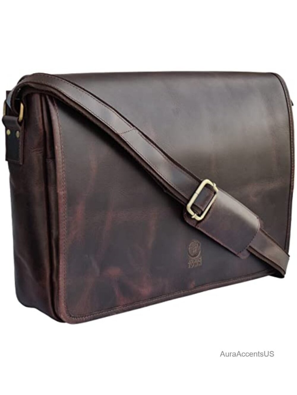 Full Grain Buffalo Leather Messenger Bag 16 Inch Laptop Satchel for Men